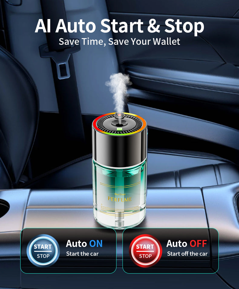 Diffuseur de parfum intelligent pour voiture – 120 ml – USB-C – Éclairage LED RGB