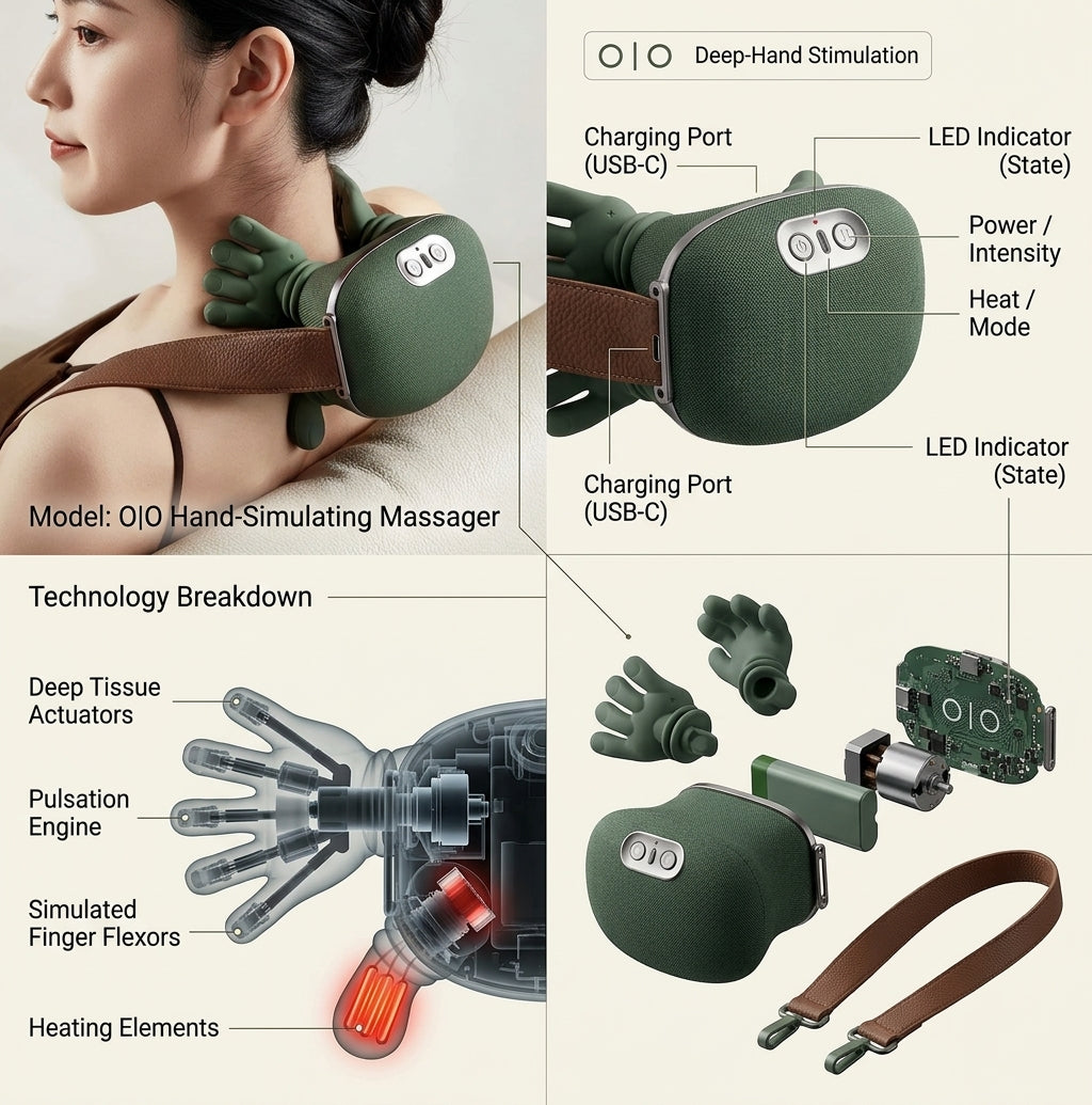 3D Electric Neck & Shoulder Massager – Hand-Simulation Deep Kneading with Heat